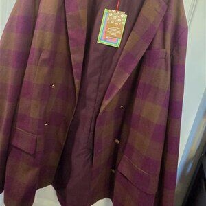 Houston White Adult Holiday Suiting Gingham Checkered Blazer - Purple/Brown XXL